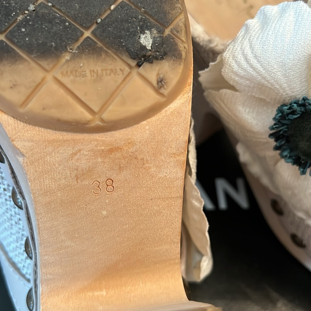 Runway Chanel Clogs Canvas Studded Camellia Flower Shoes Italy 38 - Picture 7 of 9